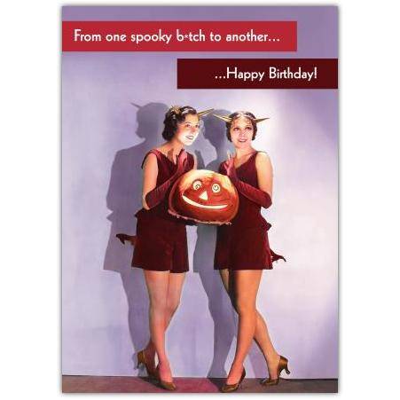 Humorous Birthday Card From One Spooky Friend To Another With Vintage Halloween Design