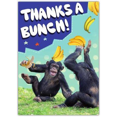 Thanks a Bunch Funny Monkey Bananas Thank You Greeting Card