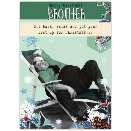 Merry Christmas Brother Relaxing Chair Festive Seasonal Greeting Card