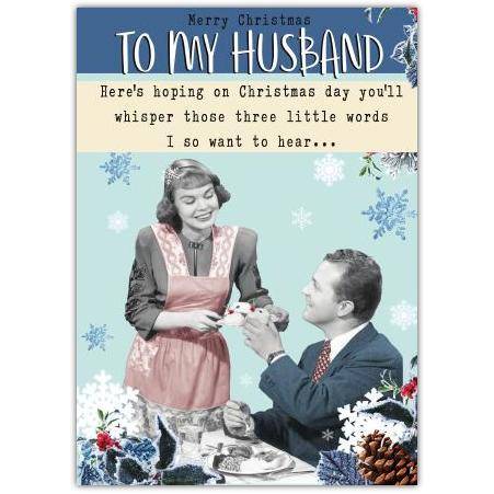 Christmas Card To My Husband Retro Vintage Style with Romantic Message