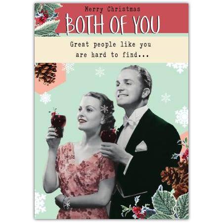 Merry Christmas Card for Both of You Vintage Couple Seasonal Holiday Greeting