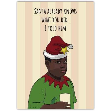 Funny Christmas Card with Grumpy Elf and Santa Joke Suitable for Holiday Season