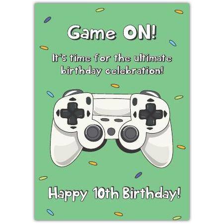 10th Birthday Card with Game Controller Design for Boys Ultimate Celebration