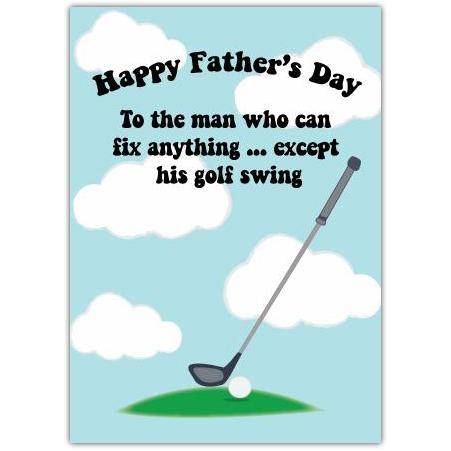 Funny Father's Day Card for Dad Who Can Fix Anything Except His Golf Swing