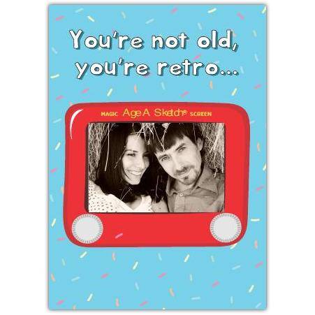 Retro Magic Etch A Sketch Style Humour Birthday Card with Personalised Photo Option