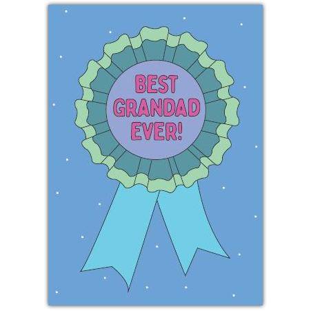 Best Grandad Ever Blue Ribbon Award Greeting Card for Grandfather Appreciation