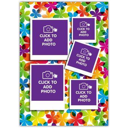 Personalised Photo Collage Card with Colourful Floral Background for Any Occasion