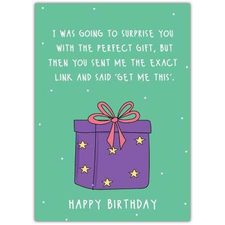 Funny Birthday Card Perfect Gift Request Humorous Present Illustration
