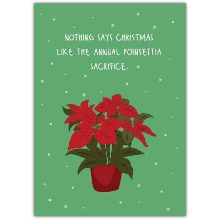 Funny Christmas Card with Poinsettia Plant Humour for Seasonal Greetings