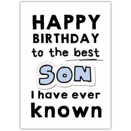 Happy Birthday to the Best Son Card with Bold Typography Design