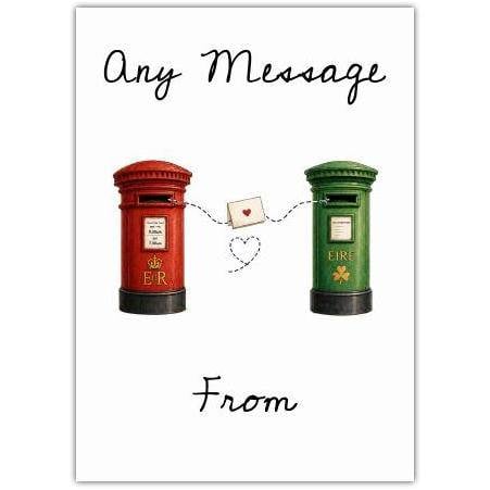 Personalised Ireland and UK Post Boxes Connection Card for Any Occasion