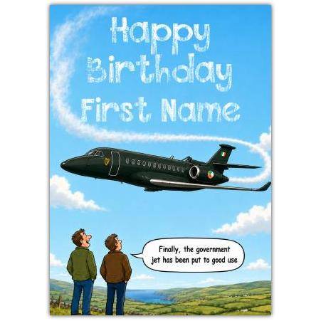 Personalised Funny Government Jet Birthday Card