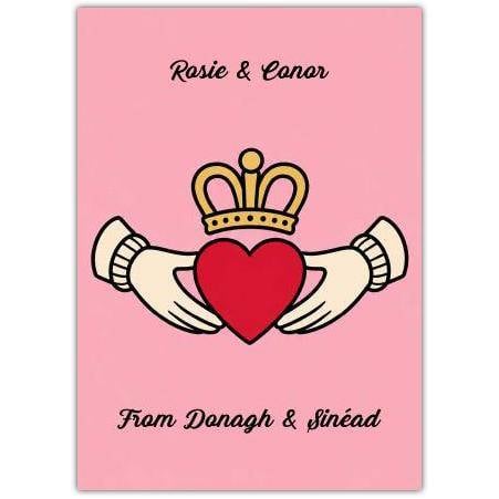 Personalised Irish Claddagh Love Card with Heart and Crown Design
