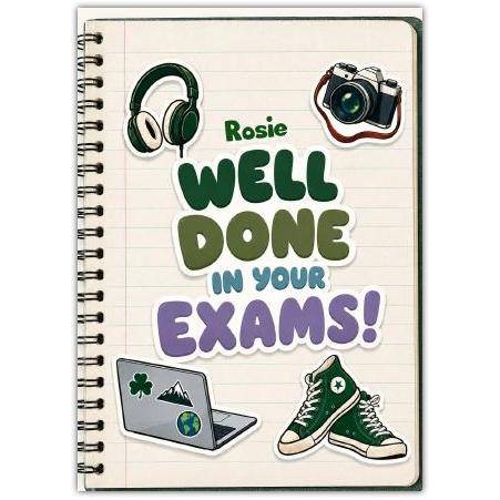 Personalised Well Done in Your Exams Card with Stickers Design for Leaving or Junior Students